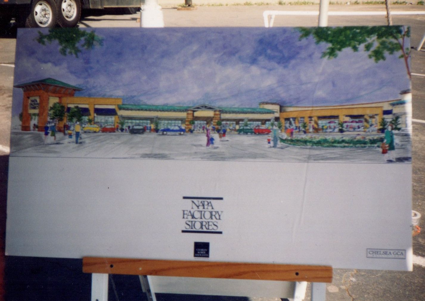 Before the outlets - a drawing of the future outlet mall